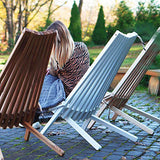 BOGATECO Transat Pliable en Bois de Jardin | 100 x 55 x 30 cm | Longueur du Dossier 90 cm | Lit de Soleil | Chaise Longue Relax de Plage | Confortable, Stable et Fonctionnel | Brun