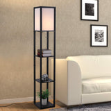 Homcom Lampadaire étagère Lampe étagère 26L x 26l x 160H cm 3 étagères 4 Niveaux MDF Noir