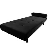 Nimara Charlie Daybed en Velours et Tissu | Lit de Jour en Velours avec appuie-tête, Oreiller, Vendu avec Pieds en Bois Noir | Dimensions : 80 x 200 cm