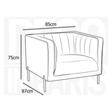 DecoInParis Fauteuil Moderne en Velours Pieds doré Roby (Gris)