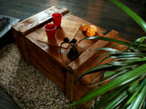 Own Design Voyage Vieux Coffre Table Basse Cottage cuiseur Vapeur Coffre en pin avec Vintage Tin Sign Largeur : 110 cm Hauteur : 45 cm Profondeur : 60 cm