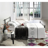 H.J WeDoo Lit en métal Design Double 2 Places Cadre de lit + Sommier Intégré 140x200cm (Lit Double) - Noir