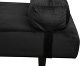 Nimara Charlie Daybed en Velours et Tissu | Lit de Jour en Velours avec appuie-tête, Oreiller, Vendu avec Pieds en Bois Noir | Dimensions : 80 x 200 cm