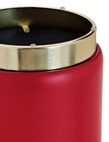 Suhu Tabouret Pouf en Similicuir Coiffeuse Repose-Pieds en Faux Cuir Rond de Salon Design Chaise Moderne Siège Vintage Deco Bas en Métal Gold Rouge