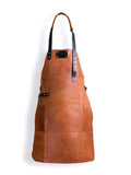 Tablier de luxe en cuir - Brin clair (cognac) - Tablier de cuisine - Tablier BBQ - Cadeau pour la fête des pères - Cadeau pour homme - 81 cm * 56 cm