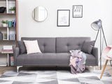 Beliani Canapé Convertible en Polyester Gris 3 Places Taies Déhoussables Rembourré Lucan